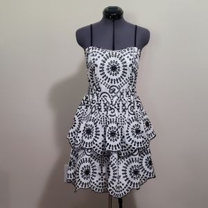 Express Black and White Tiered Eyelet Cami Dress